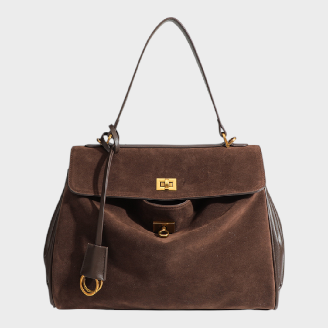 Structured Flap Top Handle Crossbody Leather Handbag