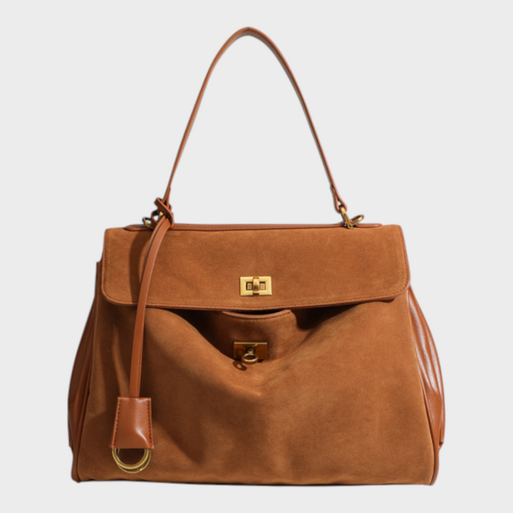 Structured Flap Top Handle Crossbody Leather Handbag
