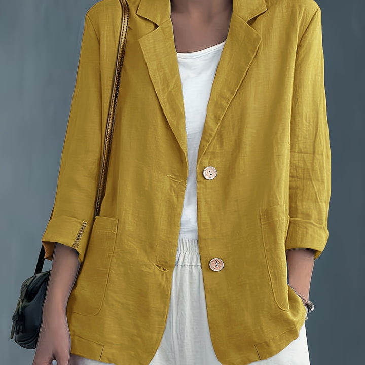 Tailored Linen Blazer with Patch Pockets for Casual Style