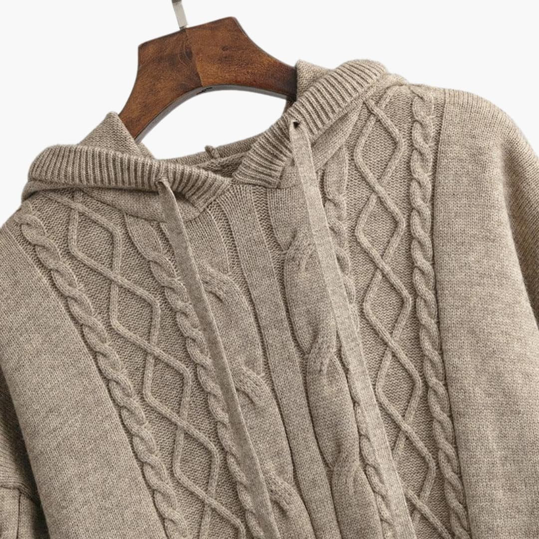 Fenella | Women's Oversized Hooded Cable Knit Sweater Set