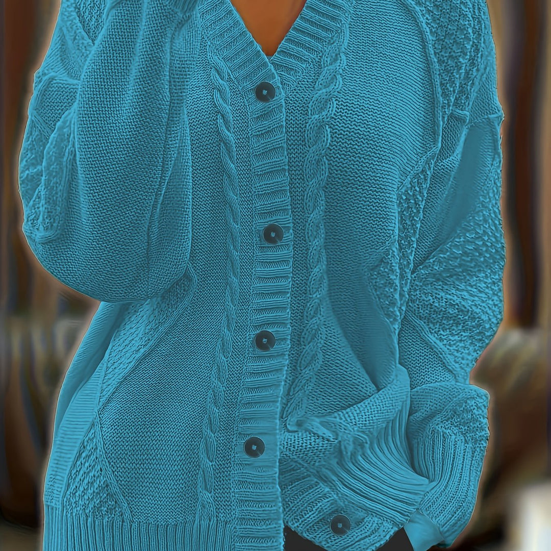 Wisteria | Women's Textured Cable Knit Button-Front Cardigan