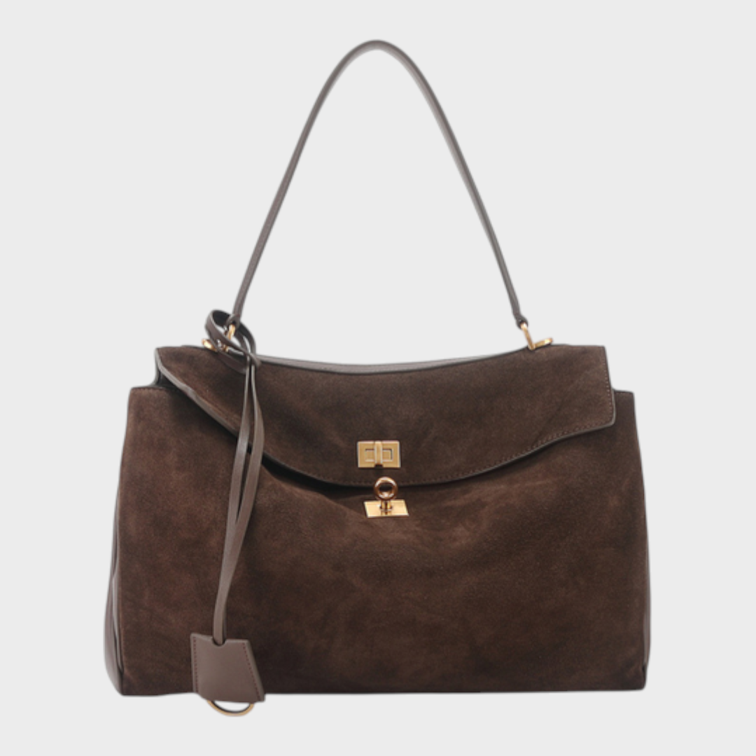 Structured Flap Top Handle Crossbody Leather Handbag