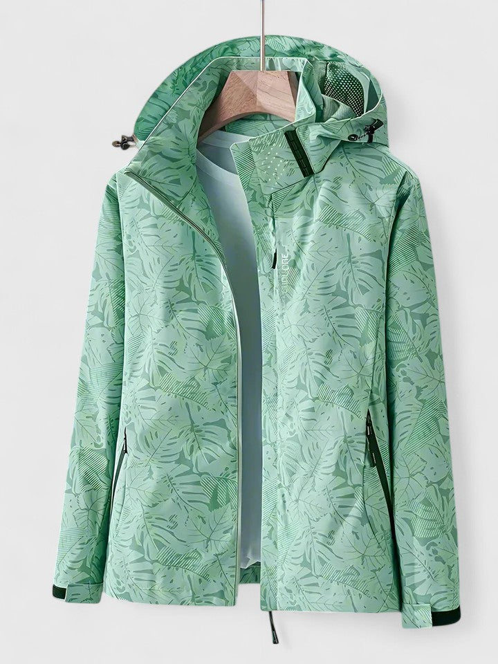 Ivy | Women's Waterproof Hooded Jacket with Tropical Print