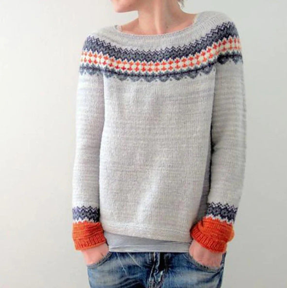 Adeline | Women's Deep V-Neck Ribbed Collar Sweater