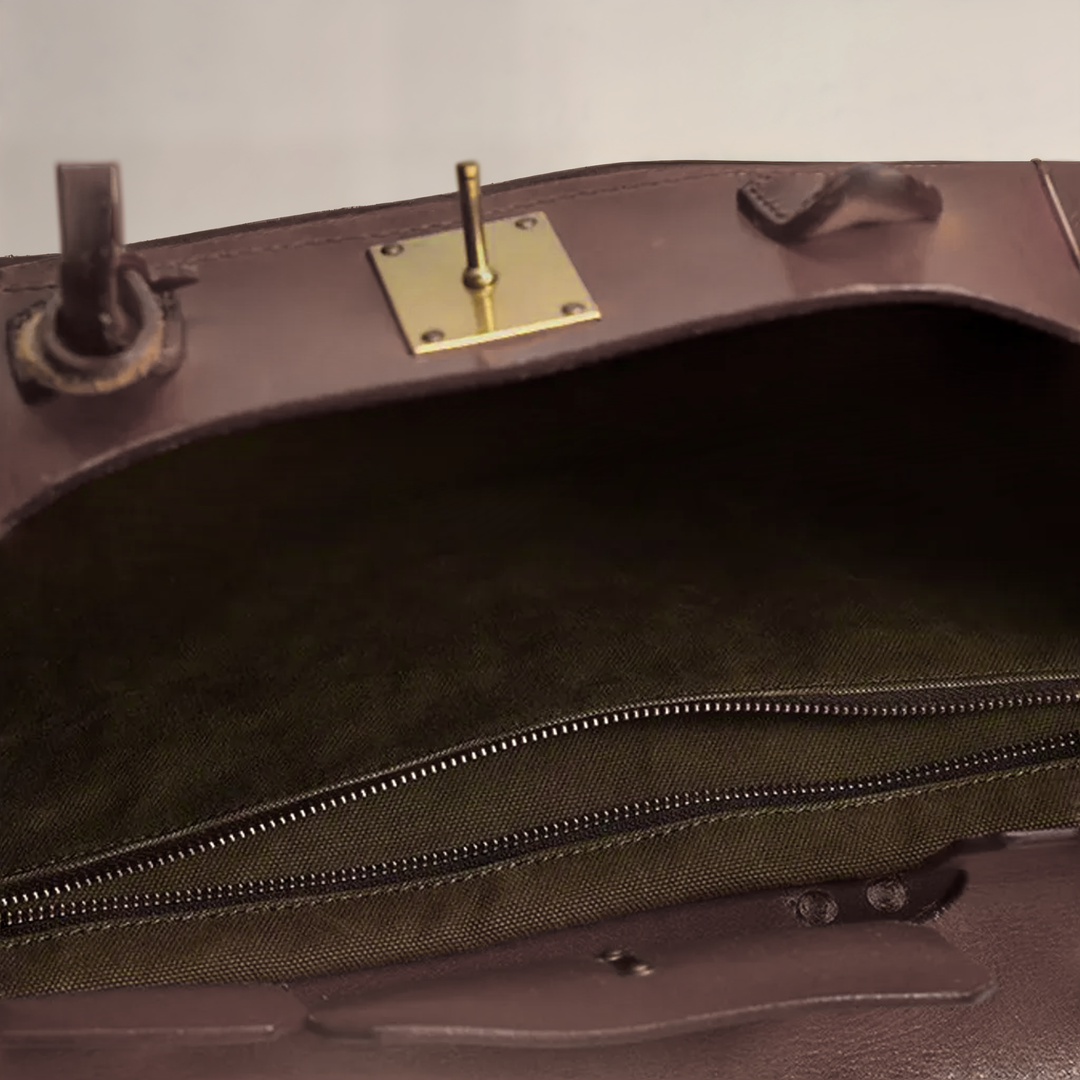 Canvas Leather Trim Gold Hardware Top Handle Weekend Bag