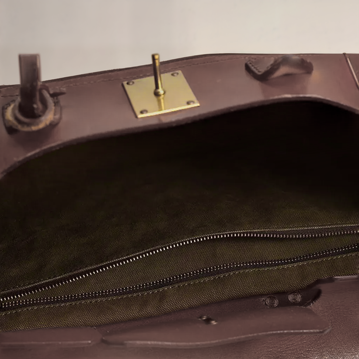Canvas Leather Trim Gold Hardware Top Handle Weekend Bag