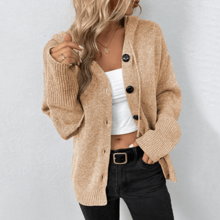 Maisie | Women's Cozy Hooded Button Cardigan