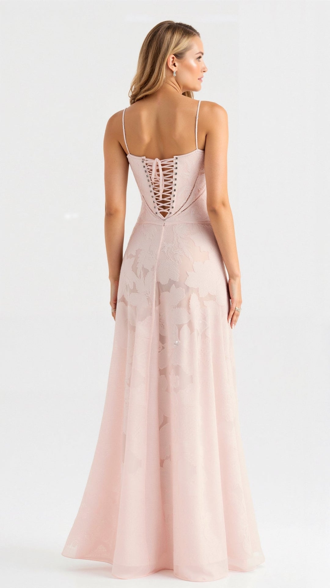 Jacquard Bustier Sweetheart Spaghetti Strap Maxi Dress - Formal Evening Gown