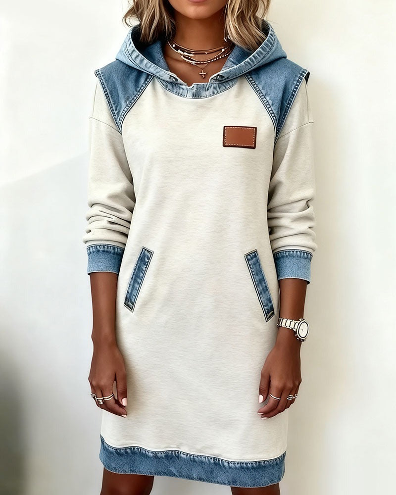 Macey™ Hooded dress with denim inserts