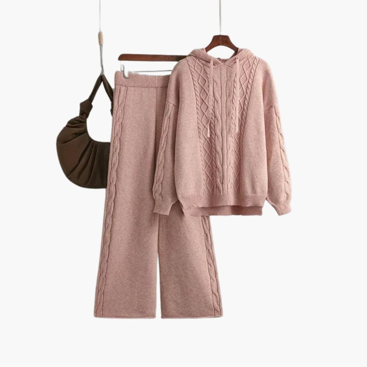 Fenella | Women's Oversized Hooded Cable Knit Sweater Set