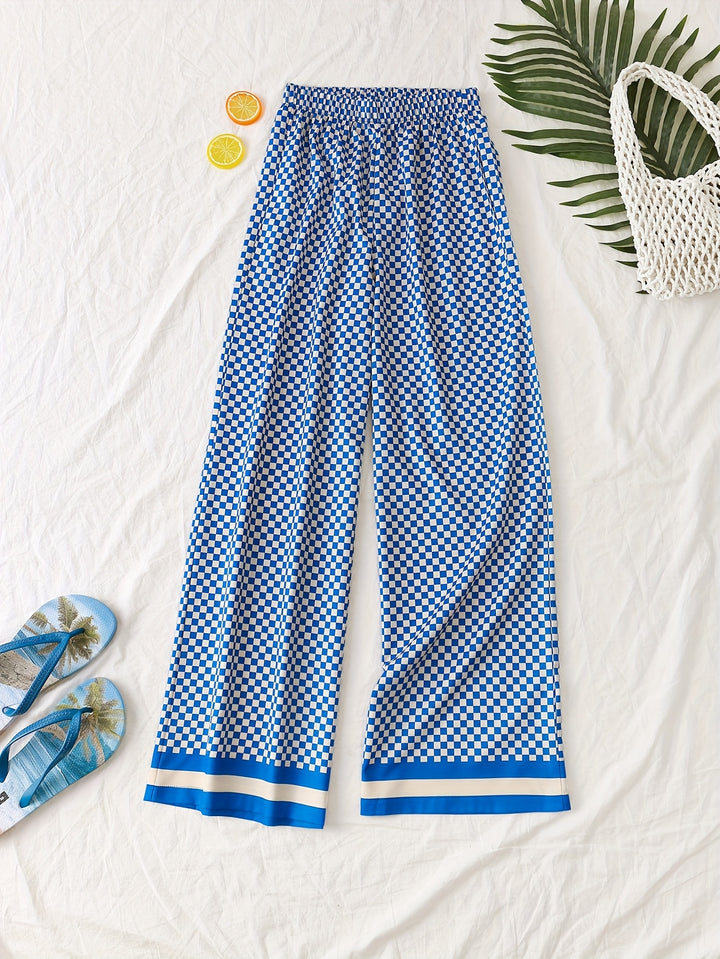 Checkered Print Two Piece Set for Beach Vacation