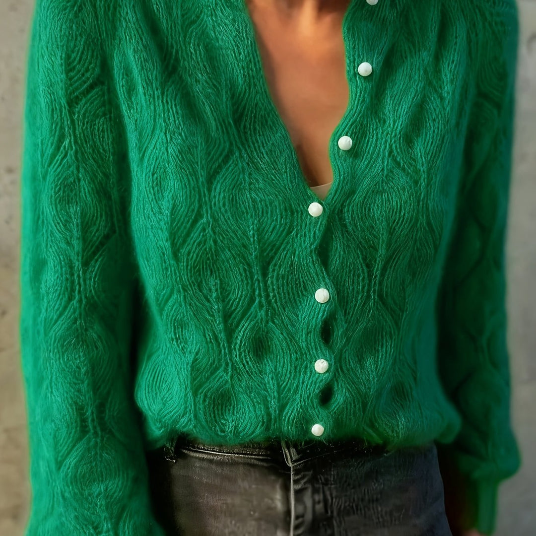 Jolene | Women's Faux Mink Pearl Button Cardigan