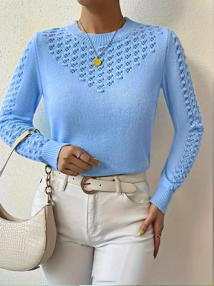 Marielle | Women's Pointelle Crew Neck Sweater