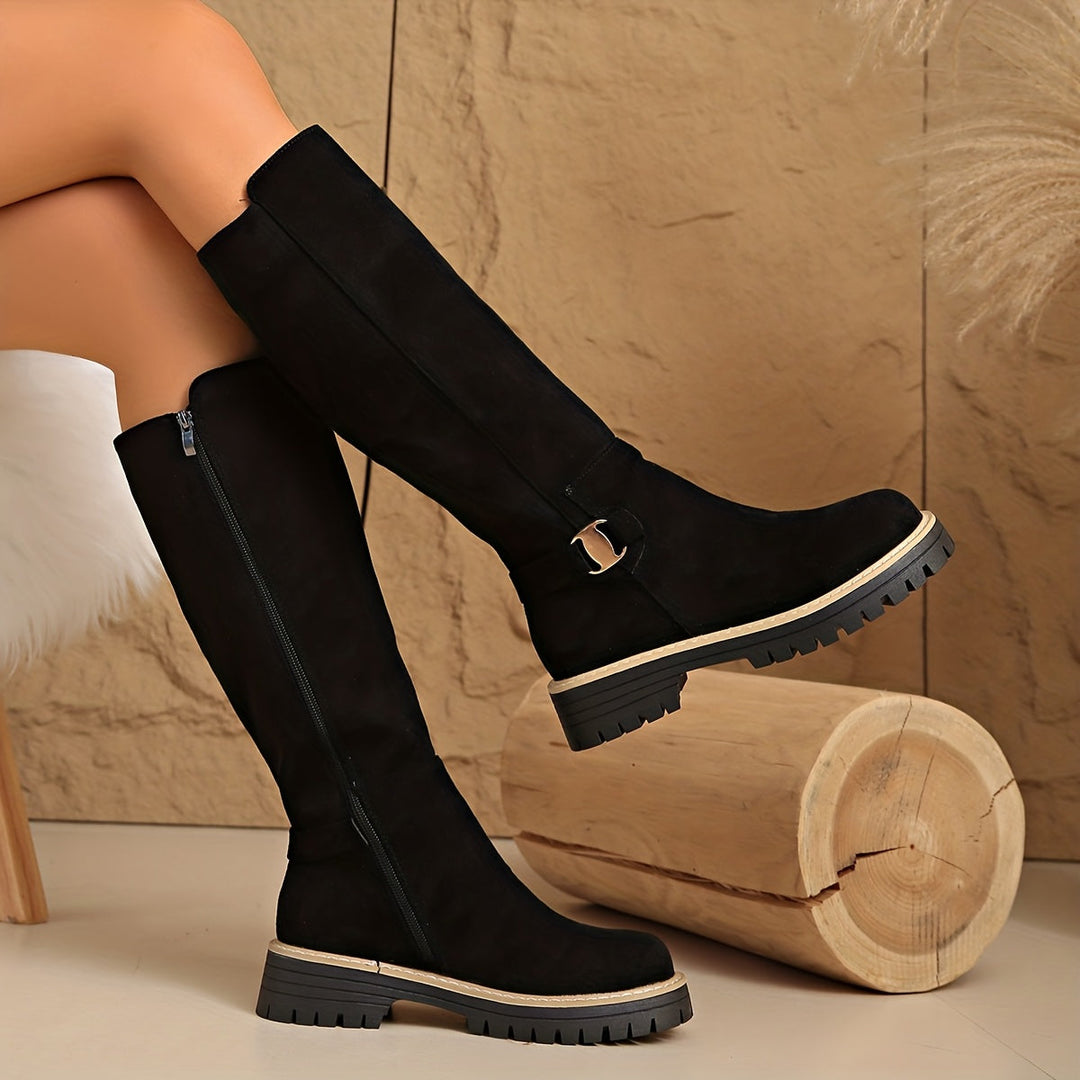 Rosalinde | Women's Chunky Platform Knee-High Combat Boots