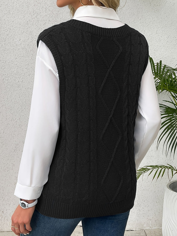 Wrenley | Women's Cable Knit V-Neck Sweater Vest