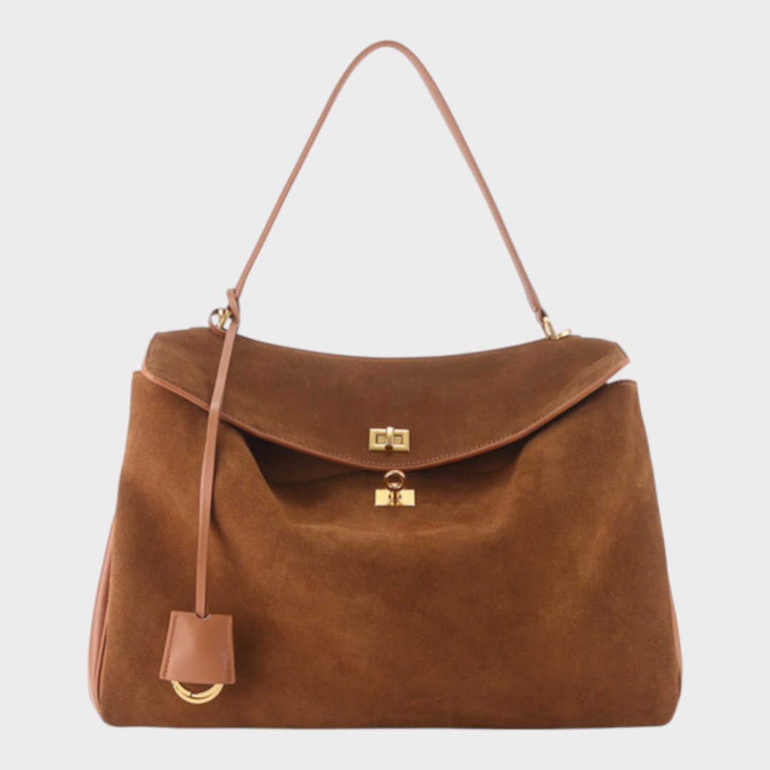 Structured Flap Top Handle Crossbody Leather Handbag