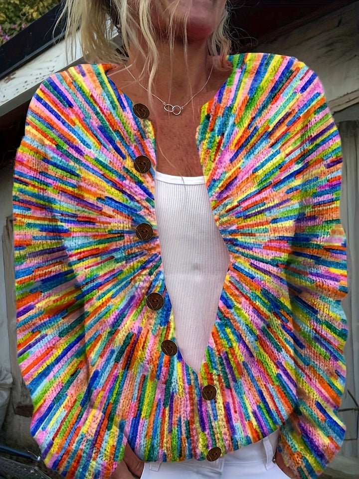 Chrissy-Colourful 3D Print Cardigan