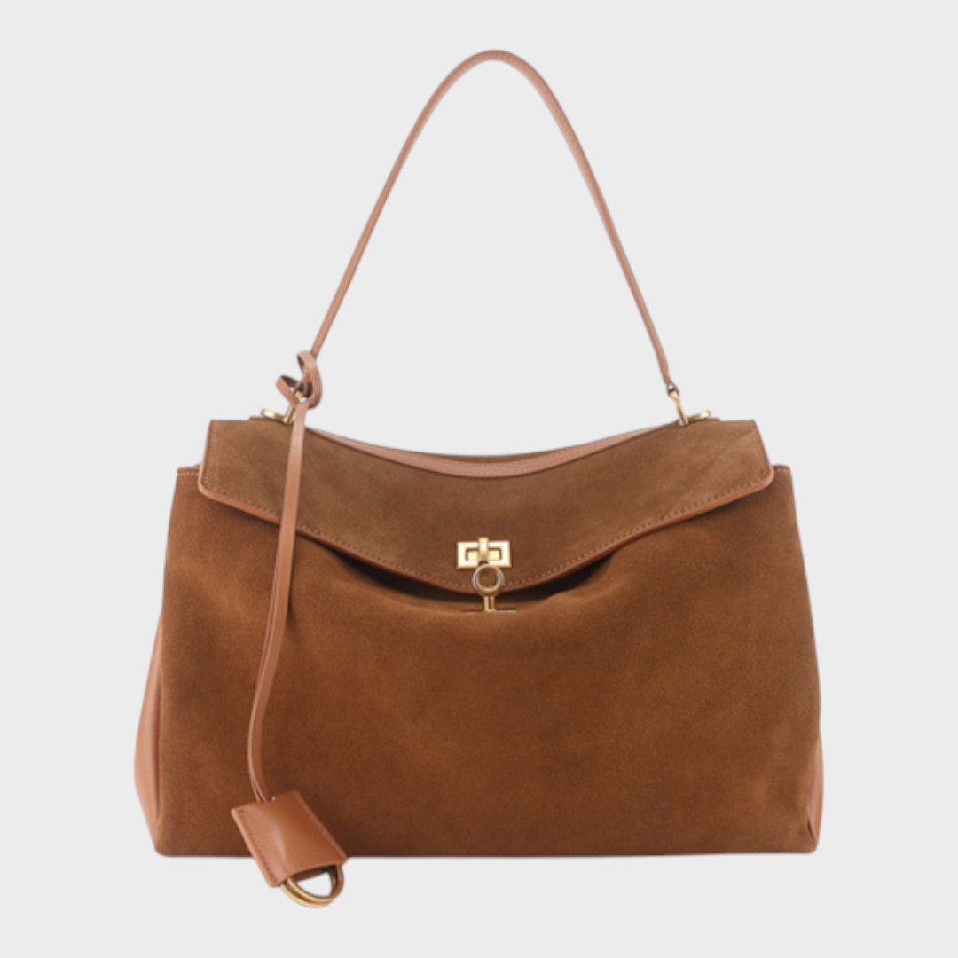 Structured Flap Top Handle Crossbody Leather Handbag