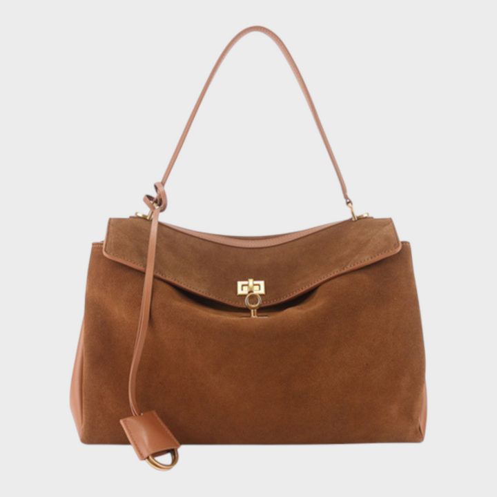 Structured Flap Top Handle Crossbody Leather Handbag