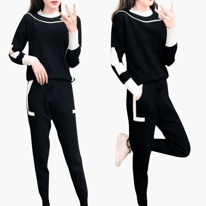 Ottoline | Women's Crew Neck Colorblock Sweater Set