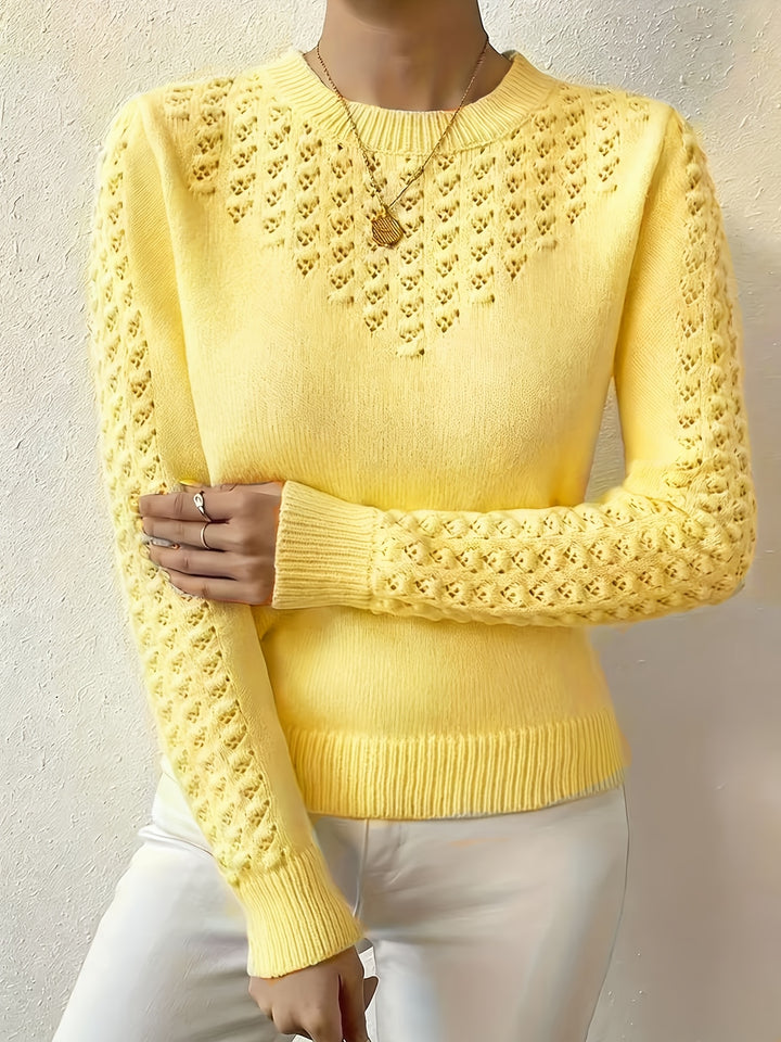 Marielle | Women's Pointelle Crew Neck Sweater
