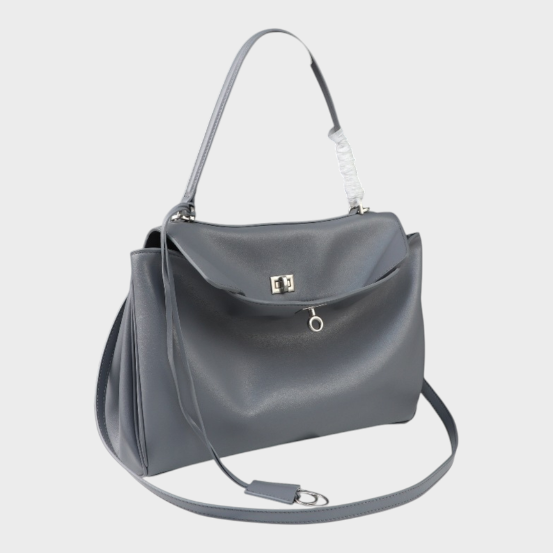 Structured Flap Top Handle Crossbody Leather Handbag