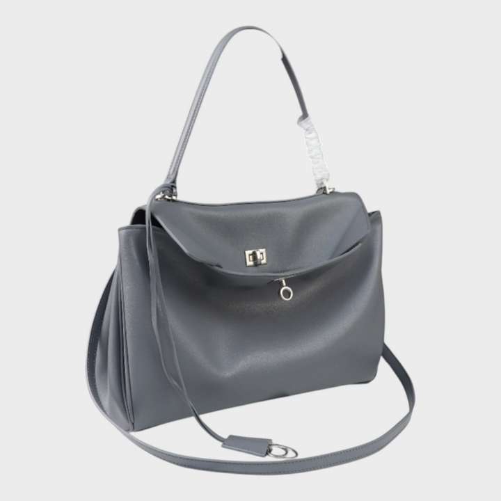 Structured Flap Top Handle Crossbody Leather Handbag