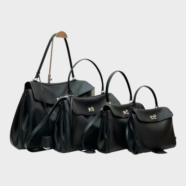 Structured Flap Top Handle Crossbody Leather Handbag