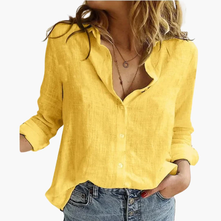 Long Sleeve Button Down Relaxed Linen Shirt