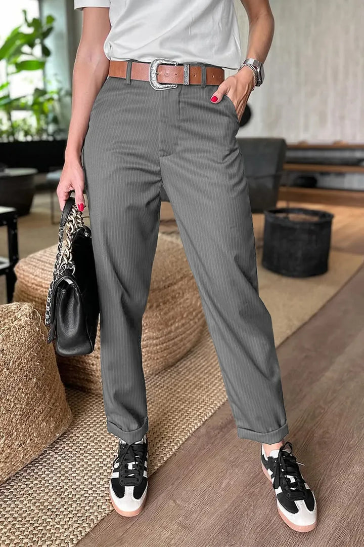 Mathilda | Elegant, Figure-Flatting Striped Trousers