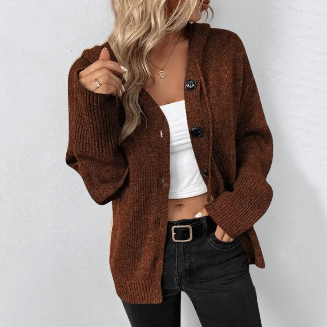 Maisie | Women's Cozy Hooded Button Cardigan