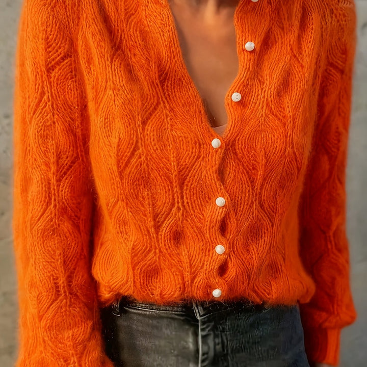 Jolene | Women's Faux Mink Pearl Button Cardigan