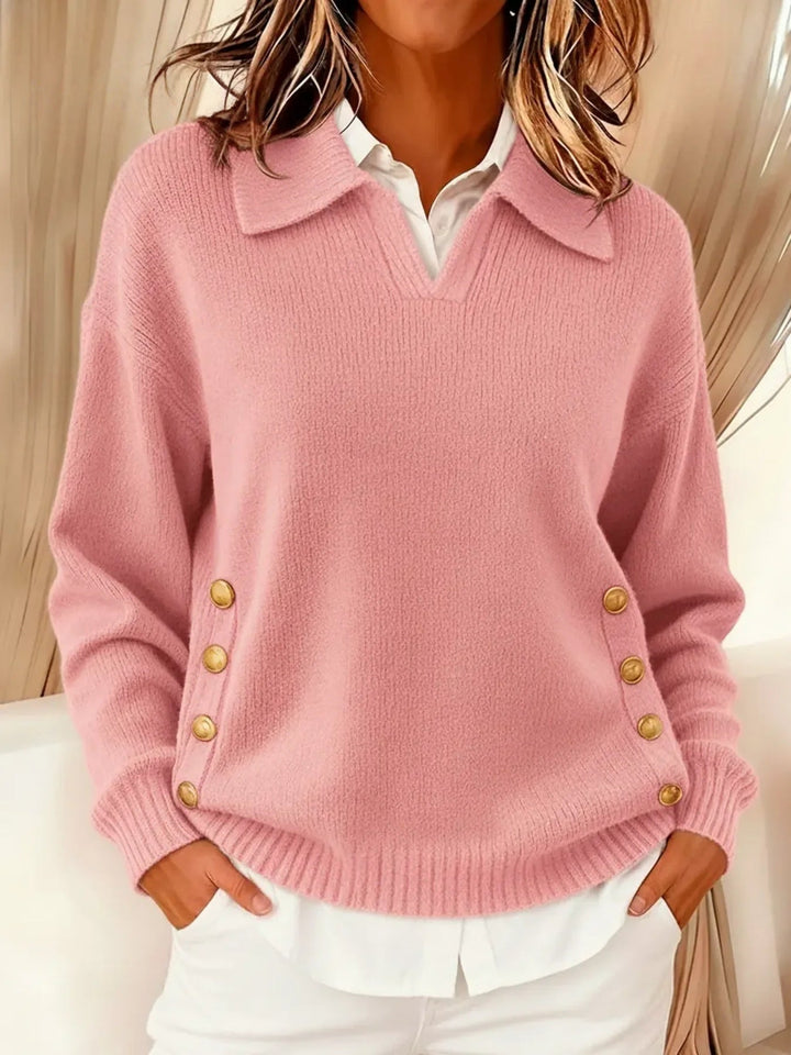 Vynette™ | Women's Collared V-Neck Polo Sweater