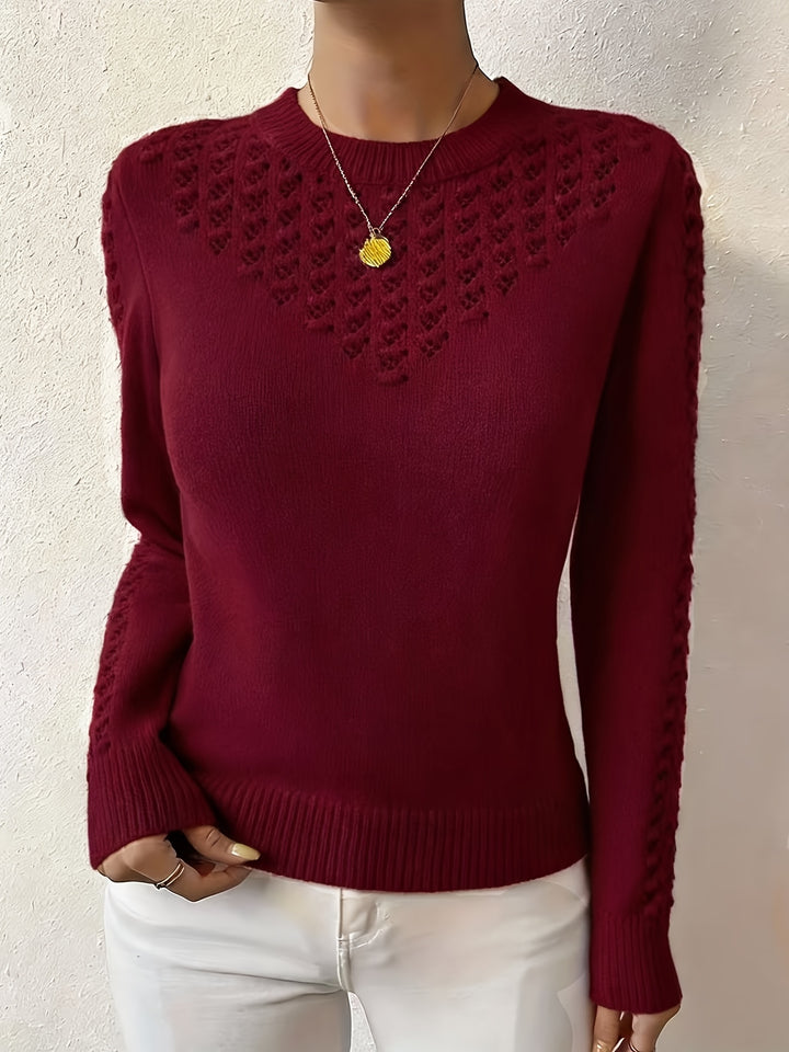 Marielle | Women's Pointelle Crew Neck Sweater