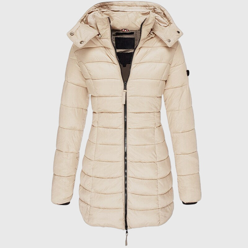 Elise | Women's Long Hooded Down Jacket with Zip Front