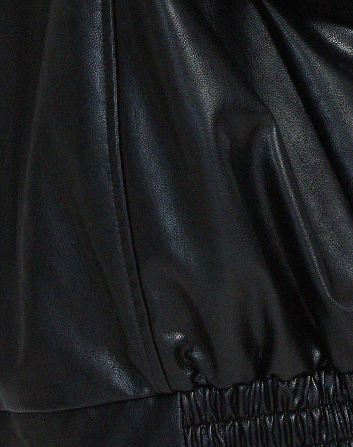 Ruby | Women's Oversized Faux Leather Zip-Up Bomber Jacket