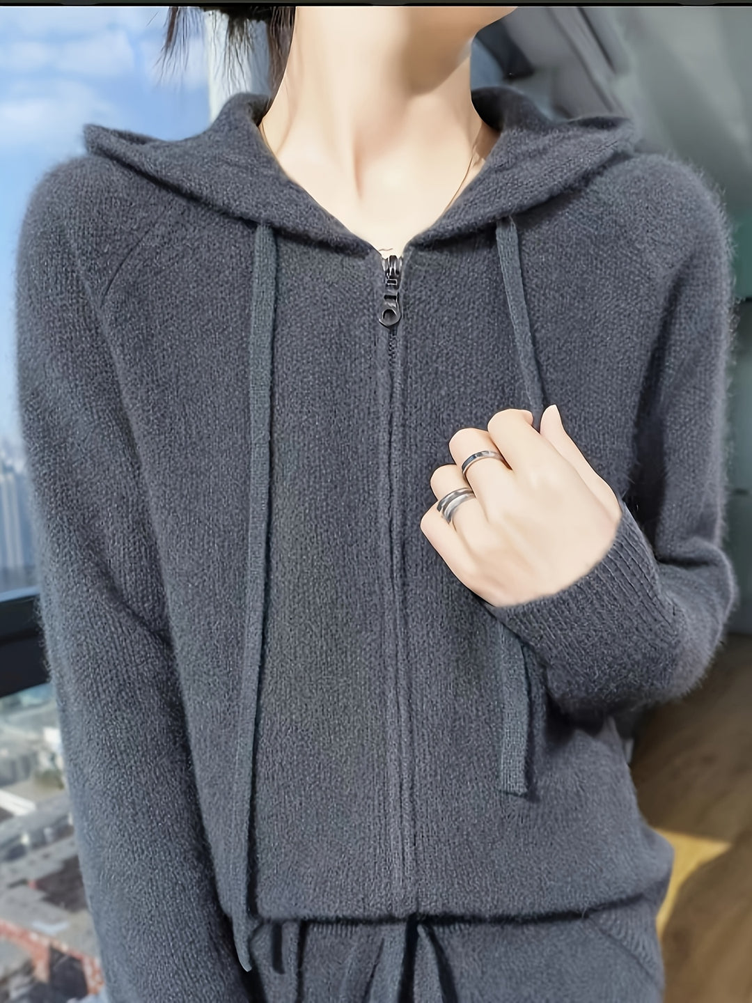 Wren | Women's Hooded Zip-Up Cardigan for Cosy Autumn/Winter Layering