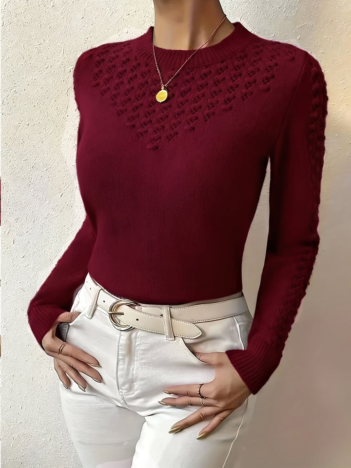 Marielle | Women's Pointelle Crew Neck Sweater