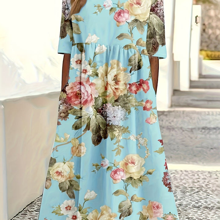 Phoebe™-Floral Print Maxi Dress
