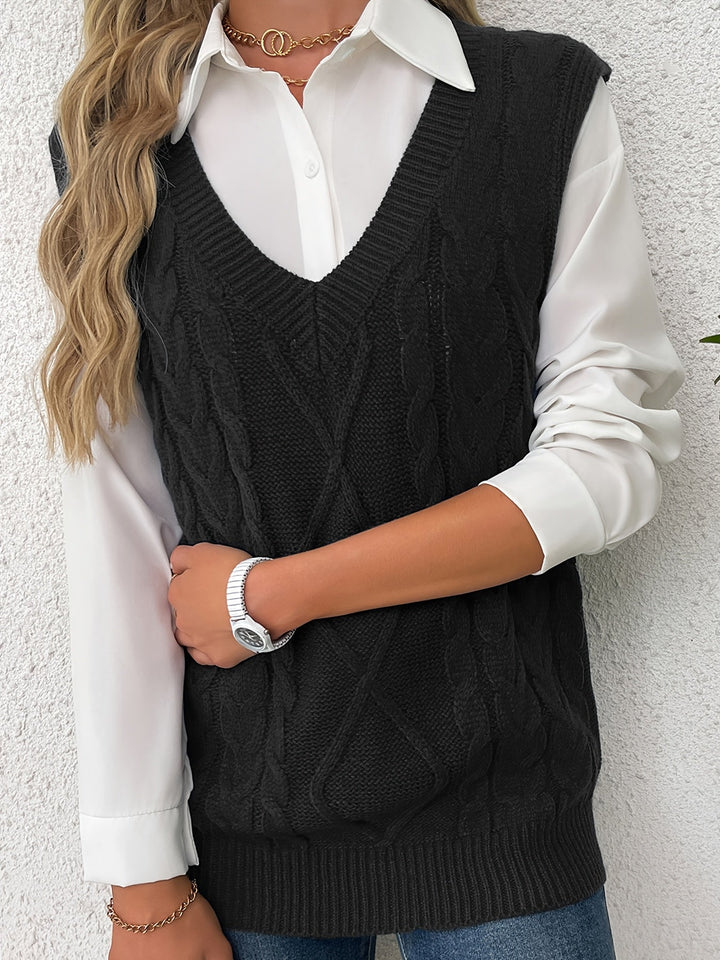 Wrenley | Women's Cable Knit V-Neck Sweater Vest