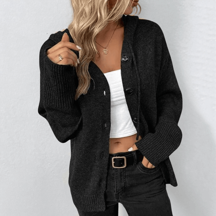 Maisie | Women's Cozy Hooded Button Cardigan