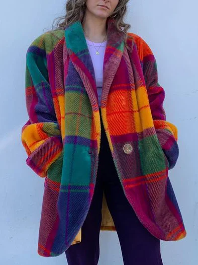 Josephina | Women's Oversized Multicolour Plaid Coat