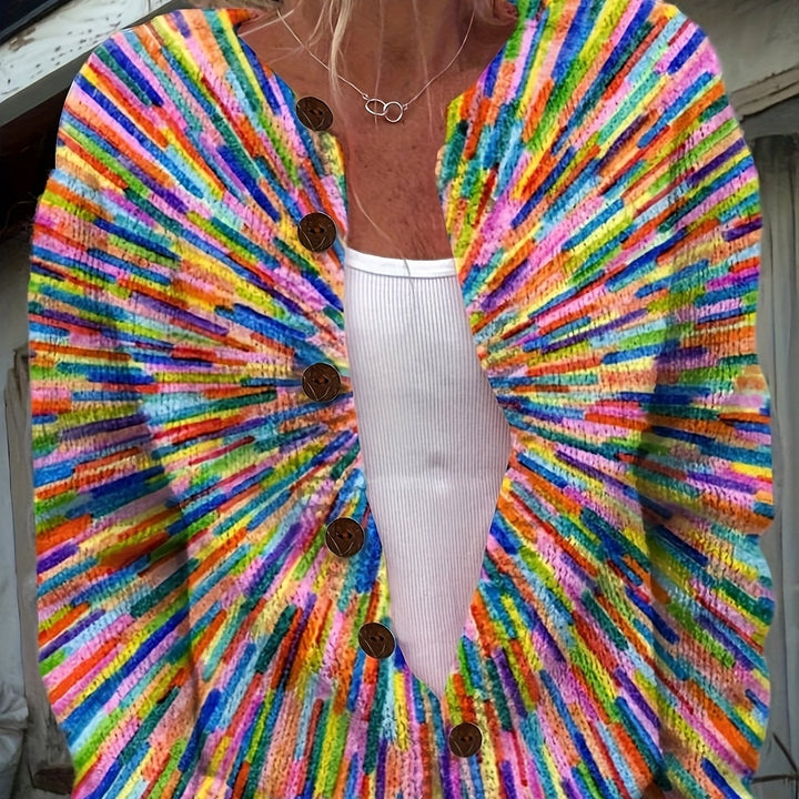 Chrissy-Colourful 3D Print Cardigan