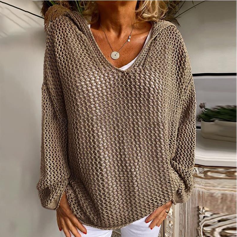 Winnifred | Women's Hooded Open Knit Crochet Sweater