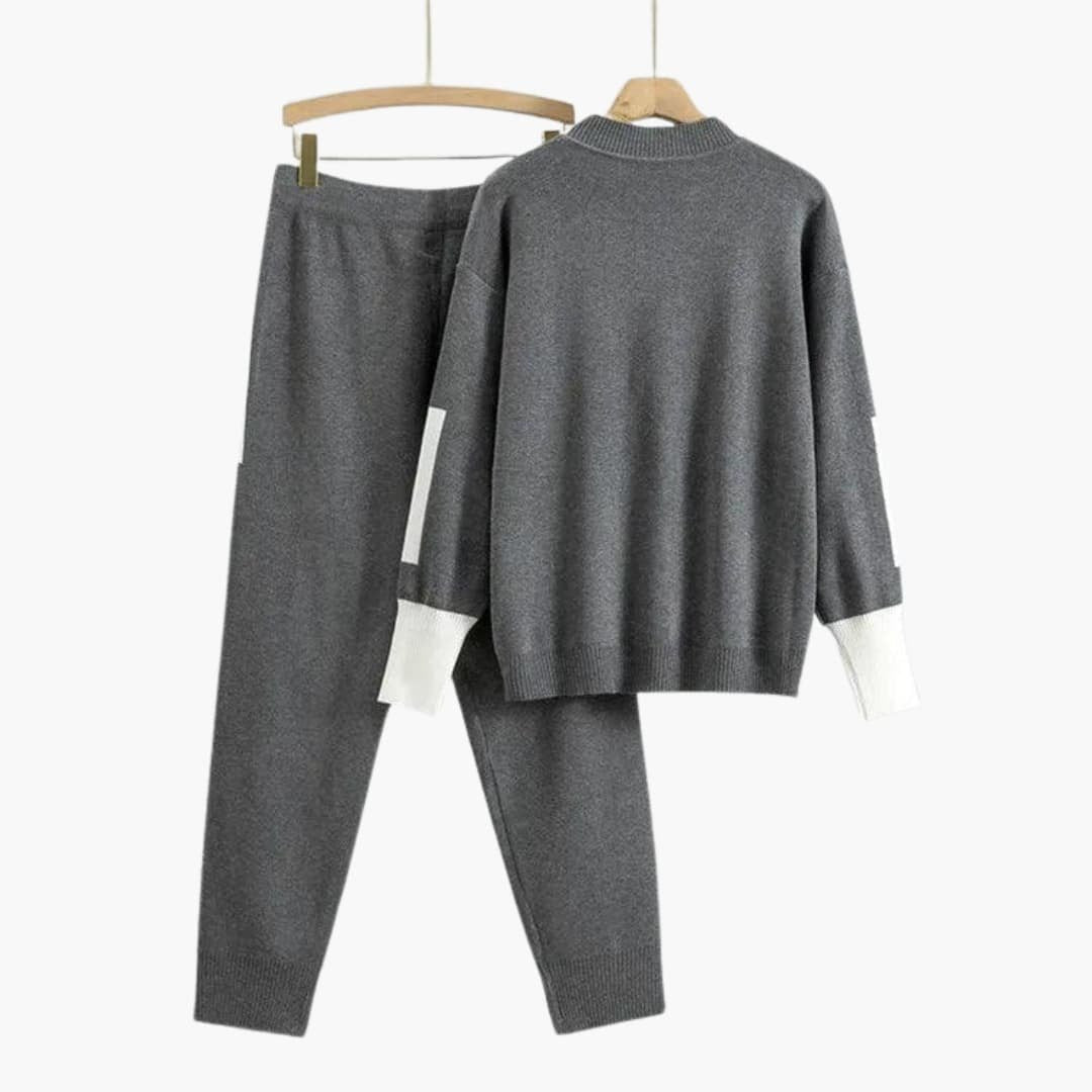 Ottoline | Women's Crew Neck Colorblock Sweater Set