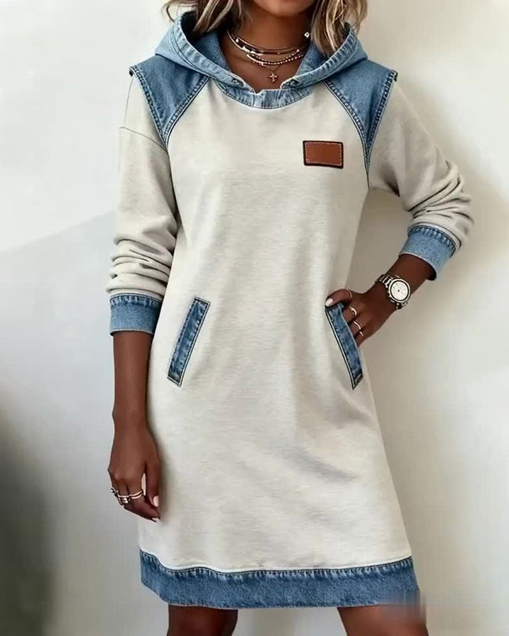 Macey™ Hooded dress with denim inserts