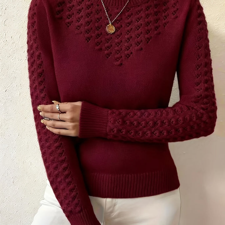 Marielle | Women's Pointelle Crew Neck Sweater