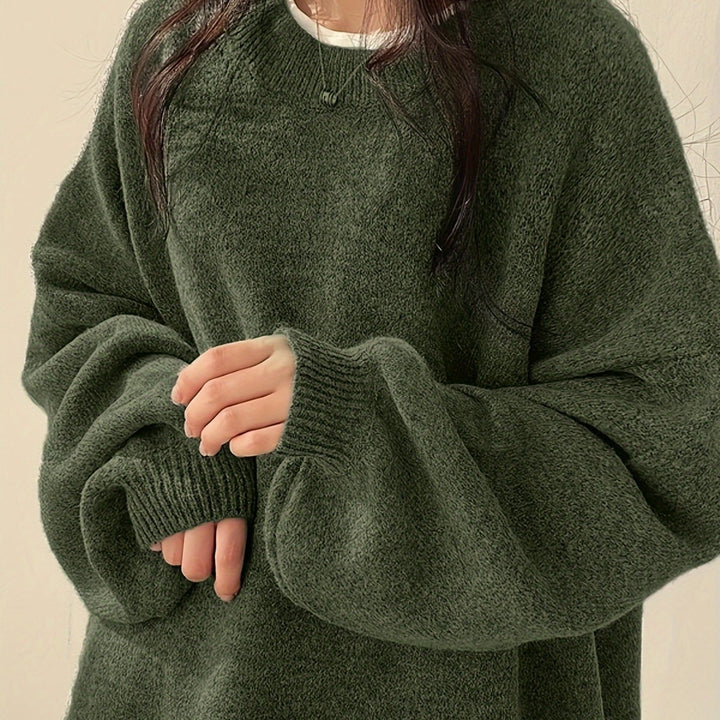 Marigold | Women's Oversized Crew Neck Sweater with Balloon Sleeves