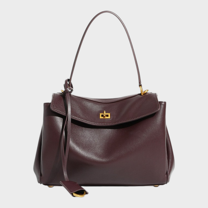 Structured Flap Top Handle Crossbody Leather Handbag