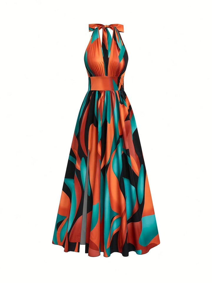 Boho Backless Sleeveless Floral Maxi Dress